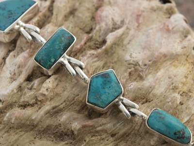 Nepalese Turquoise Bracelet in Sterling Silver